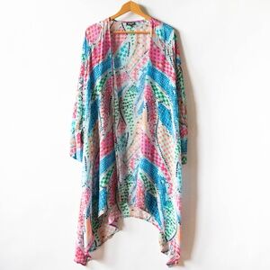Tolani Colorful Square Diamond Print Kimono Swim Coverup